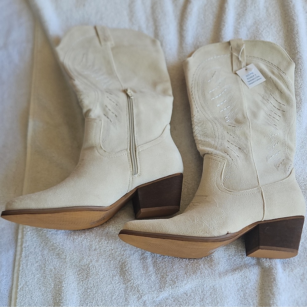 Womens White Cowgirl Cowboy Boots Western Southwestern Size 9 EUC - Picture 8 of 8